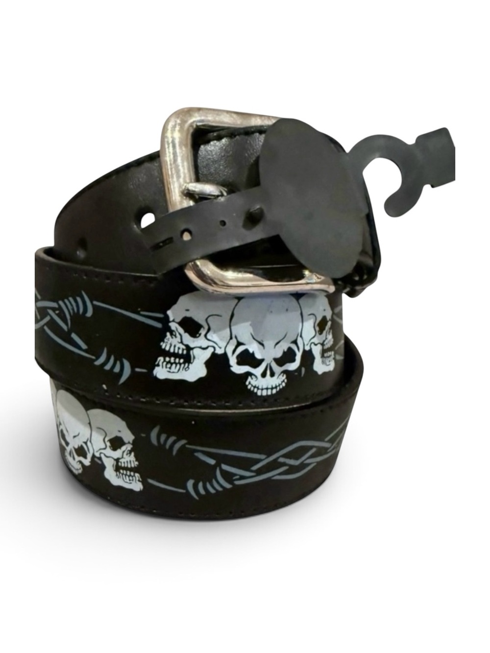 VTG Punk Grunge EMO Y2K Goth Skull Graphic Black Belt Removable Buckle S, L, XL